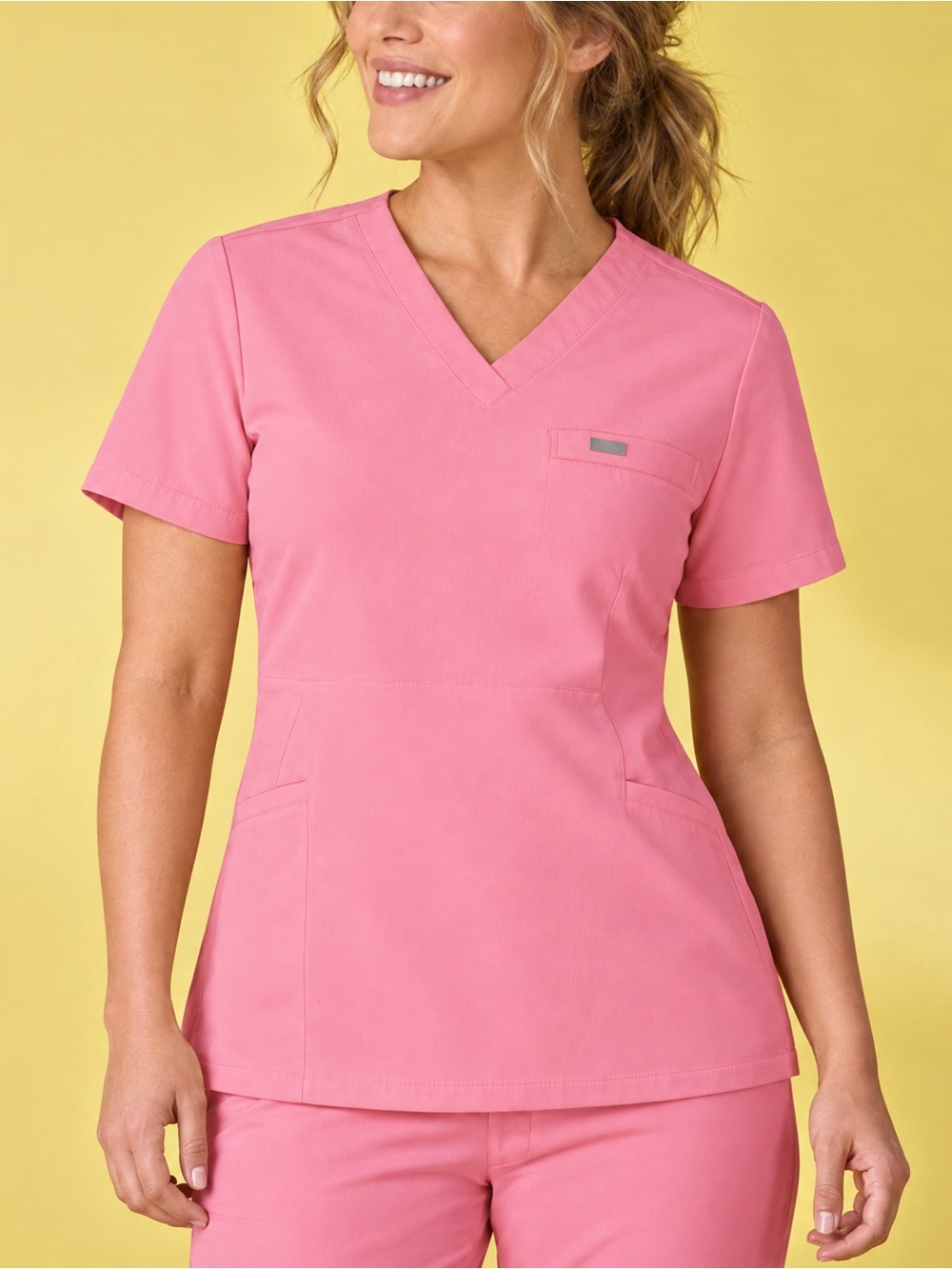 FIGS Neon Pink Catarina Scrub Top in Women’s Size Small Regular NWT
